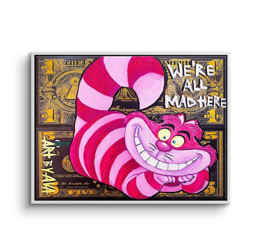 DOTCOMCANVAS® Leinwandbild We´re All Mad Here, Leinwandbild We're All Mad Here Comic Cartoon Grinsekatze Cheshire Cat von DOTCOMCANVAS®
