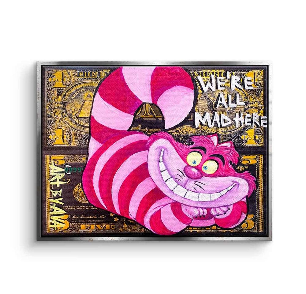 DOTCOMCANVAS® Leinwandbild We´re All Mad Here, Leinwandbild We're All Mad Here Comic Cartoon Grinsekatze Cheshire Cat von DOTCOMCANVAS®