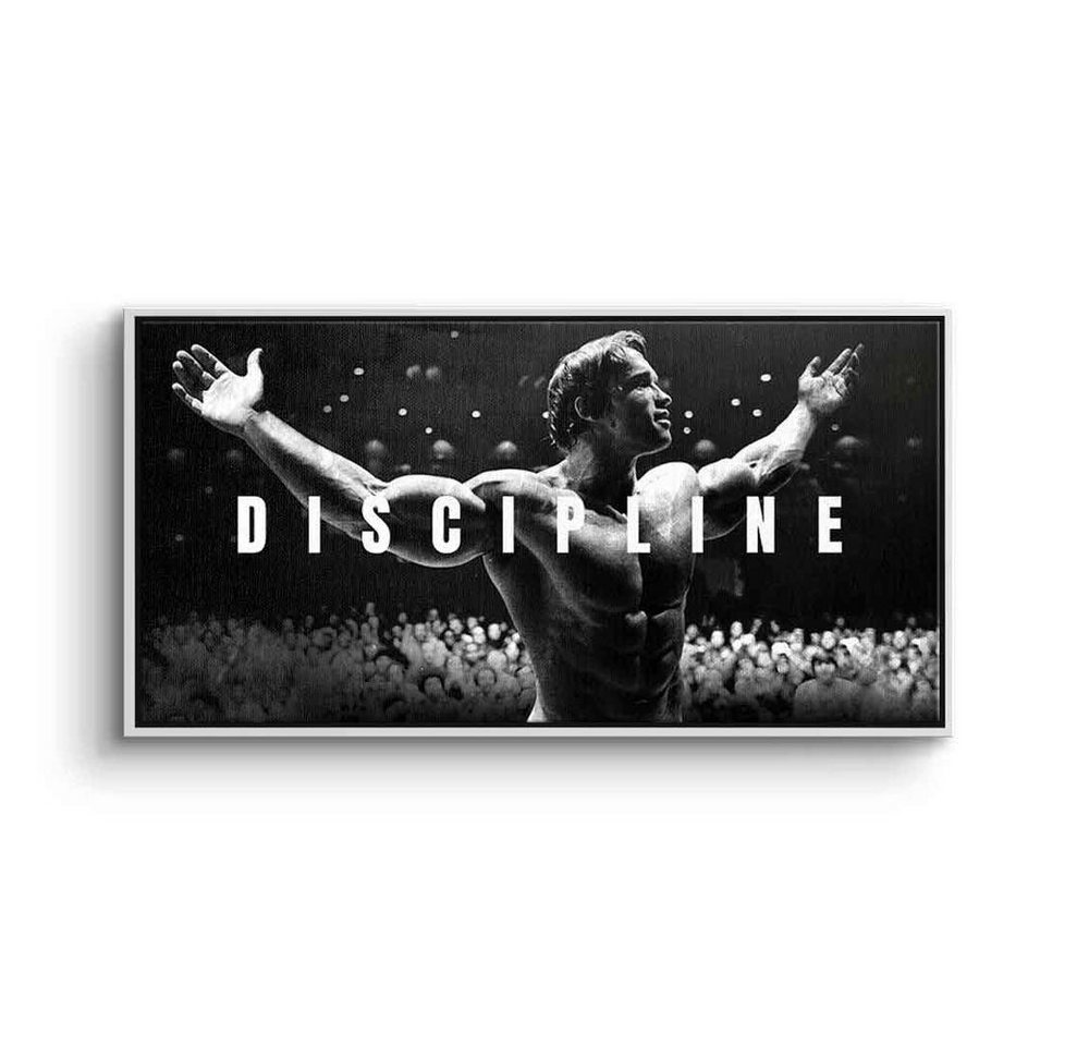 DOTCOMCANVAS® Leinwandbild Discipline, Leinwandbild Arnold Schwarzenegger bodybuilding fitness Disziplin von DOTCOMCANVAS®