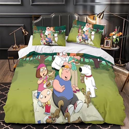 DOTERO Family Guy Bettwäsche 135x200cm,Cartoon Movie Bettwäsche Set, Kinderbettwäsche,3D Mikrofaser Bettbezug Und Kissenbezug, (3,155x220+50x75cm) von DOTERO