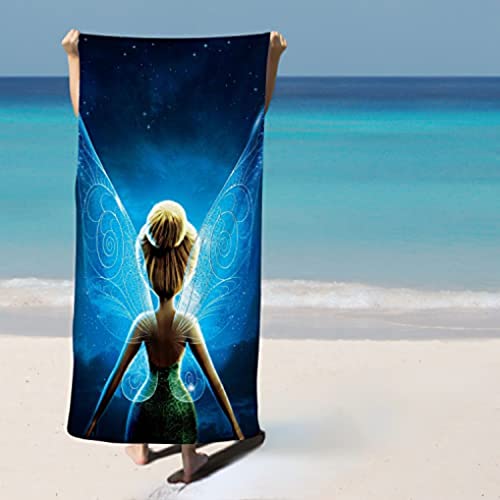 DOTERO Mädchen Strandtuch 90x180 cm Tinkebel Elf Fee Badetuch Mikrofaser Handtücher Für Kinder Mädchen Badetuch Groß (1,70x140cm) von DOTERO