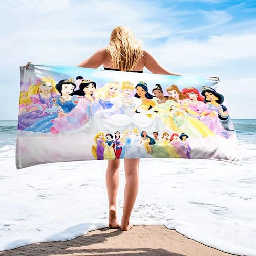 DOTERO Princess Strandtuch 70x150cm 3D-Druckmuster Schöne Prinzessin Mermaid Ariel Badetuch strandtücher mikrofaser Badehandtuch für Kinder (5,80x160cm) von DOTERO