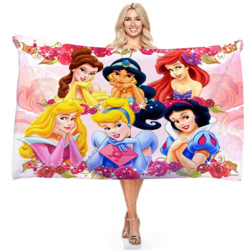 DOTERO Prinzessinnen Strandtuch XXL-Rosa Mädchen Badetuch 80x160cm-Cartoon Prinzessin Design-microfaser frottee handtucher strandlaken (2,70x140cm) von DOTERO