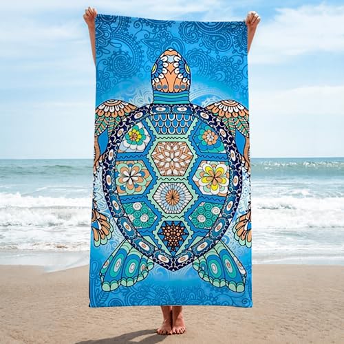 DOTERO Strandtuch Groß 100x200cm Schildkröte Strandtücher Leicht Farbecht Sporthandtuch Reisehandtuch Sandfrei Schnell Trocknendes Strandlaken FüR MäNner Damen (4,100x200cm) von DOTERO