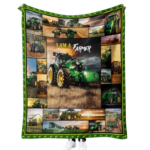 DOTERO Traktor Decke 150x200 cm-Kuscheldecke Kinder Jungen Traktor Weich Warm Plüsch LKW Auto Flanell Fleecedecke Wohndecke Überwurfdecke für Bett Sofa (5,130x150cm) von DOTERO