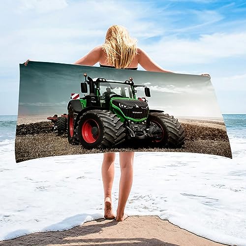 DOTERO Traktor Strandtuch 100x200cm-GrüNen Traktors Bedrucktes Mikrofaser Badetuch Für Kinder Jungen Teen Erwachsene Strand Pool Camping (1,100x200cm) von DOTERO