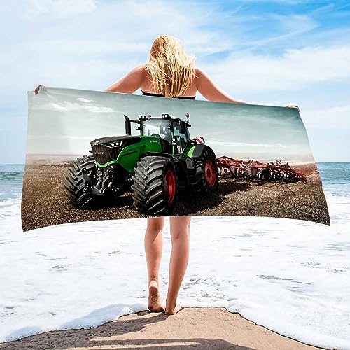 DOTERO Traktor Strandtuch 100x200cm-GrüNen Traktors Bedrucktes Mikrofaser Badetuch Für Kinder Jungen Teen Erwachsene Strand Pool Camping (2,100x200cm) von DOTERO