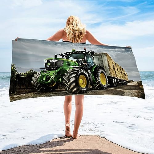 DOTERO Traktor Strandtuch 100x200cm-GrüNen Traktors Bedrucktes Mikrofaser Badetuch Für Kinder Jungen Teen Erwachsene Strand Pool Camping (4,80x160cm) von DOTERO