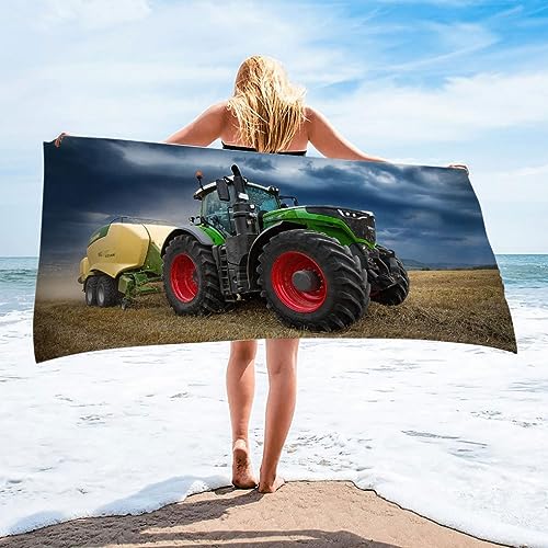 DOTERO Traktor Strandtuch 100x200cm-GrüNen Traktors Bedrucktes Mikrofaser Badetuch Für Kinder Jungen Teen Erwachsene Strand Pool Camping (5,100x200cm) von DOTERO