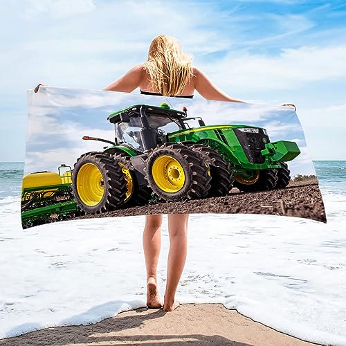 DOTERO Traktor Strandtuch 100x200cm-GrüNen Traktors Bedrucktes Mikrofaser Badetuch Für Kinder Jungen Teen Erwachsene Strand Pool Camping (6,80x160cm) von DOTERO