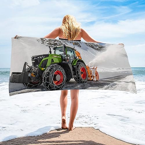 DOTERO Traktor Strandtuch 100x200cm-GrüNen Traktors Bedrucktes Mikrofaser Badetuch Für Kinder Jungen Teen Erwachsene Strand Pool Camping (7,70x140cm) von DOTERO