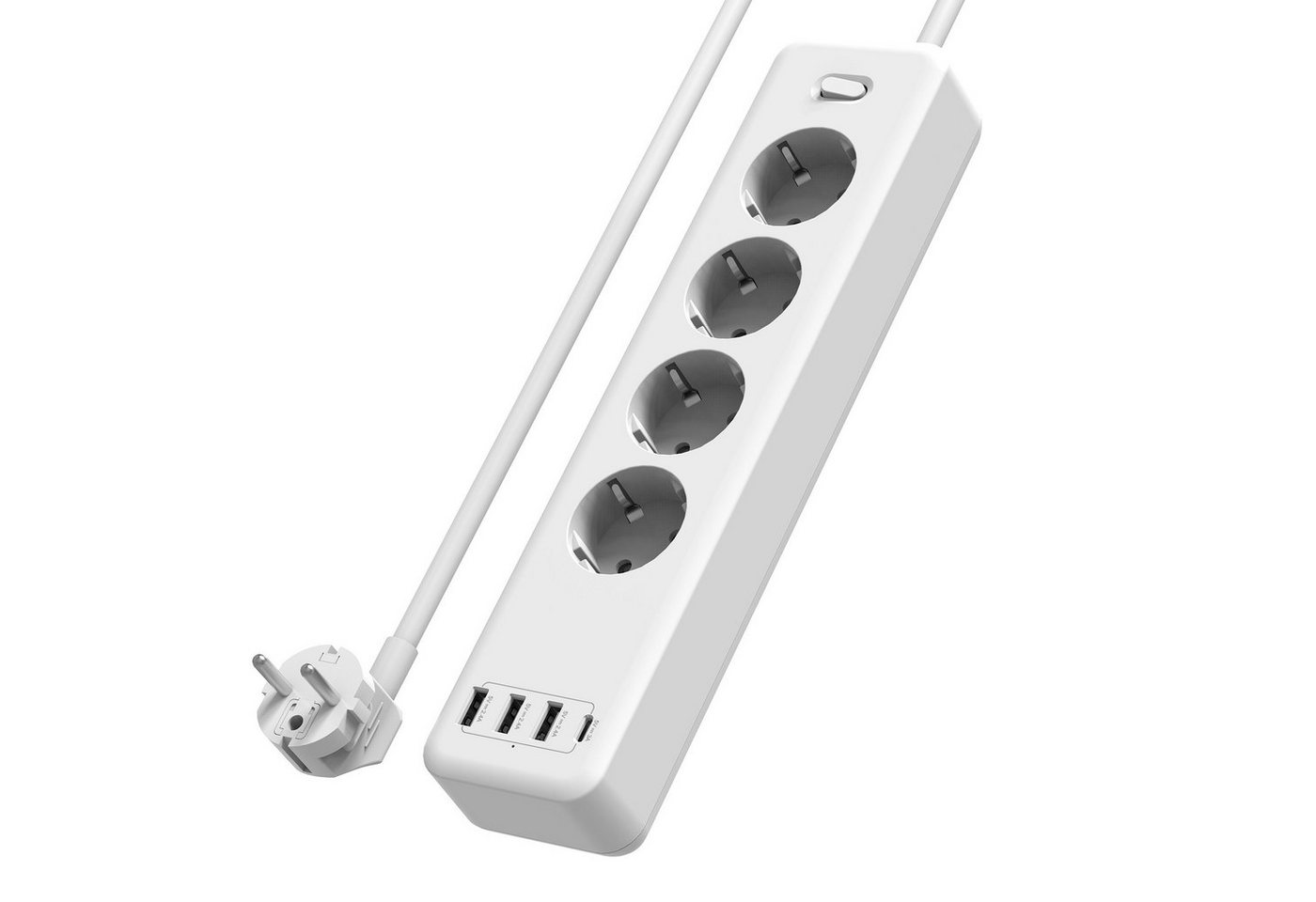 DOTMALL 3A1C POWER STRIP 4x Netzstecker & 4x USB Anschlüsse Mehrfachsteckdose von DOTMALL