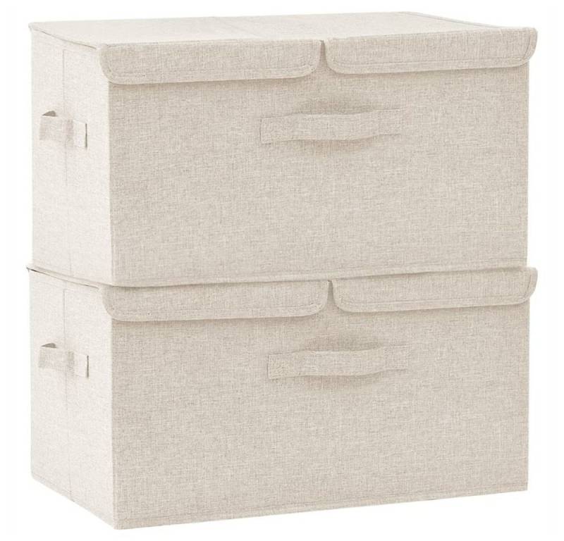 DOTMALL Aufbewahrungsbox Aufbewahrungsboxen 2 Stk. Stoff 50x30x25 cm Creme von DOTMALL
