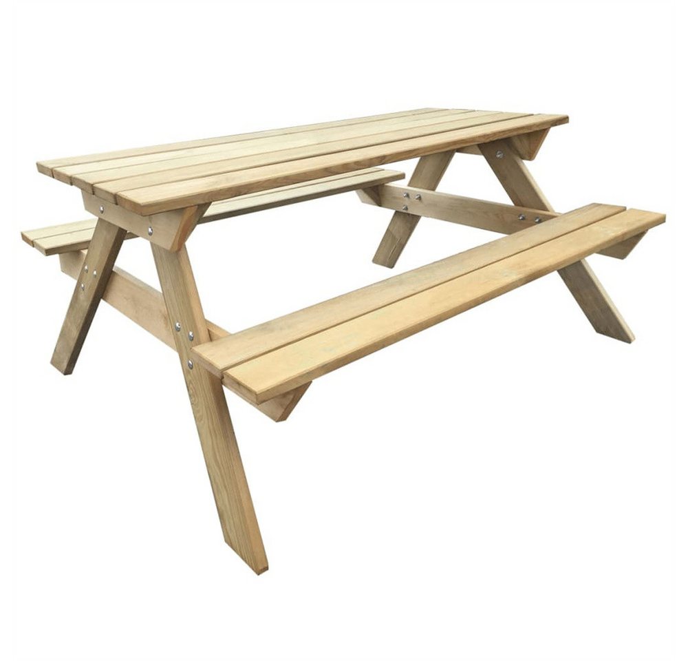 DOTMALL Baumkantentisch Picknicktisch 150x135x71,5 cm Holz Kiefernholz, grün imprägniert von DOTMALL