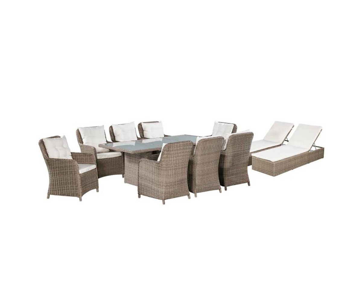 DOTMALL Big-Sofa 11-teiliges Outdoor-Essset Poly Rattan Braun von DOTMALL