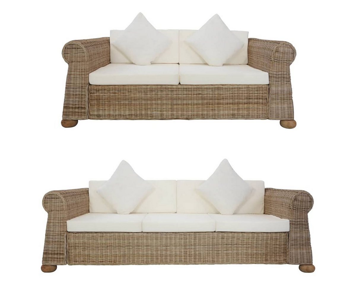 DOTMALL Big-Sofa 2-teiliges Sofa-Set mit Kissen aus natürlichem Rattan von DOTMALL