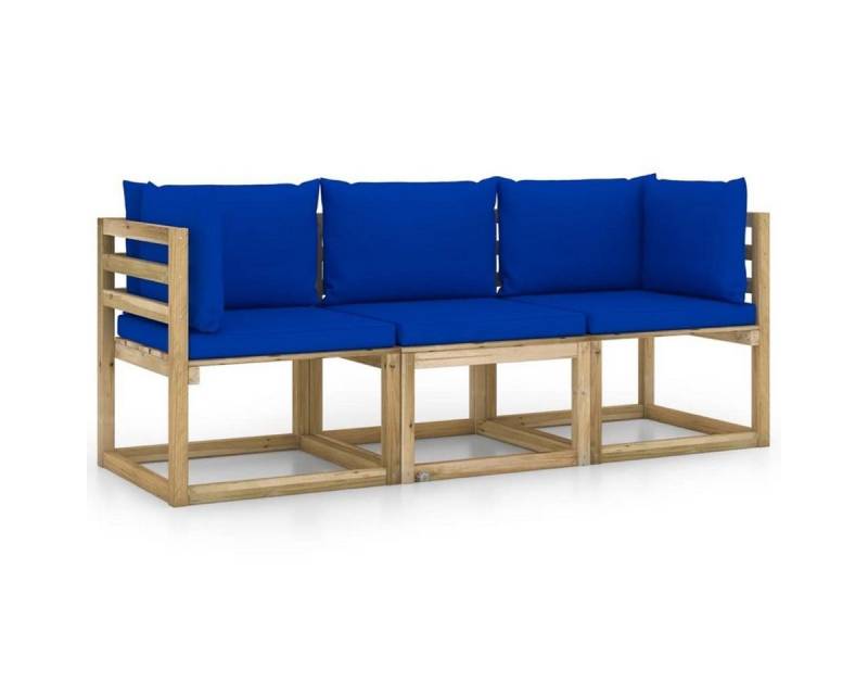 DOTMALL Big-Sofa 3-Sitzer-Gartensofa mit blauen Kissen. Polsterung aus 100 % Polyester von DOTMALL