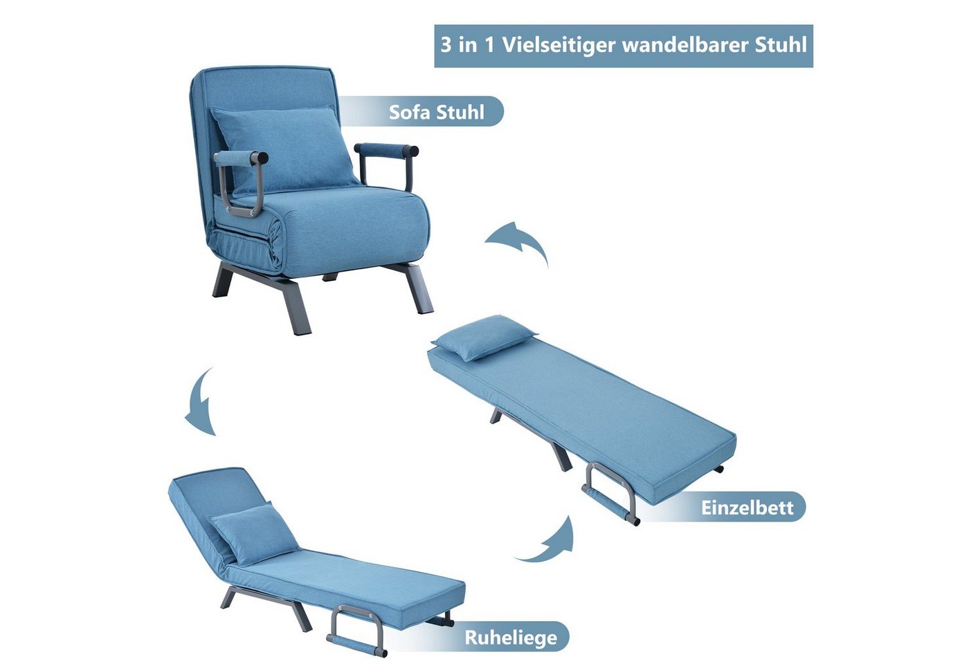 DOTMALL Big-Sofa Umwandelbarer Schlafsofa-Schlafsessel, verstellbare Rückenlehne von DOTMALL