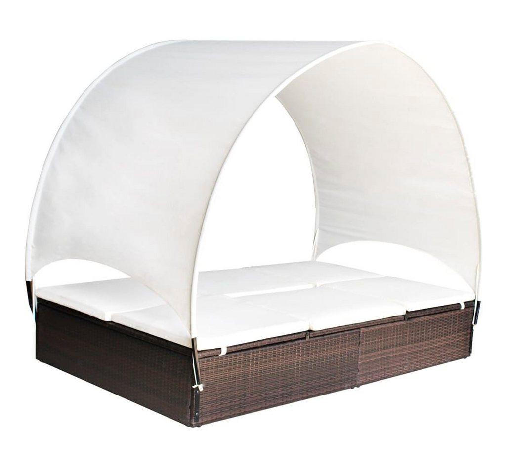 DOTMALL Doppelliege Sonnenliege mit Sonnendach und Polyrattan 194 x 120,5 x 156 cm von DOTMALL