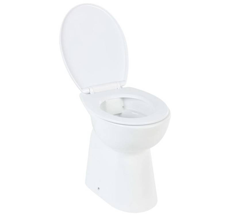 DOTMALL Dusch-WC-Sitz Hohe Spülrandlose Toilette Soft-Close 7 cm Höher Keramik Weiß von DOTMALL
