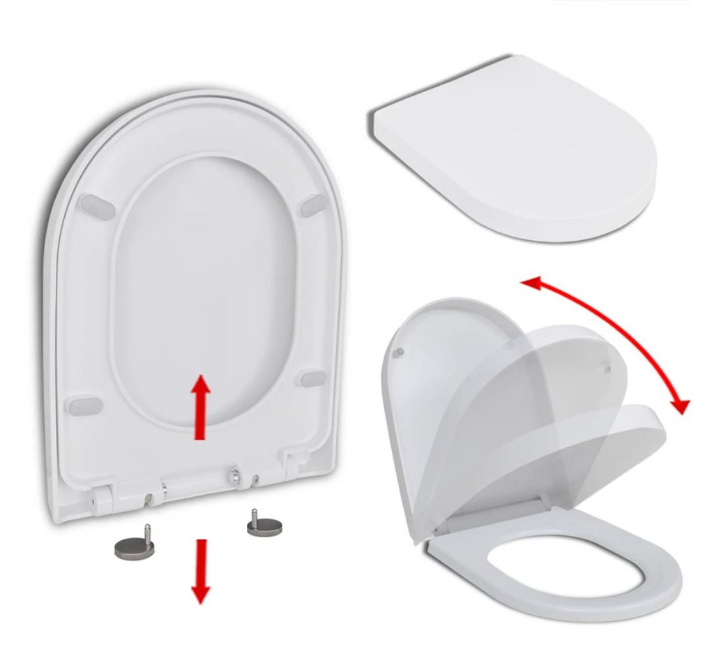 DOTMALL Dusch-WC-Sitz Toilettensitz mit Absenkautomatik und Quick-Release Weiß Eckig von DOTMALL