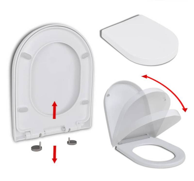 DOTMALL Dusch-WC-Sitz Toilettensitz mit Absenkautomatik und Quick-Release Weiß Eckig von DOTMALL