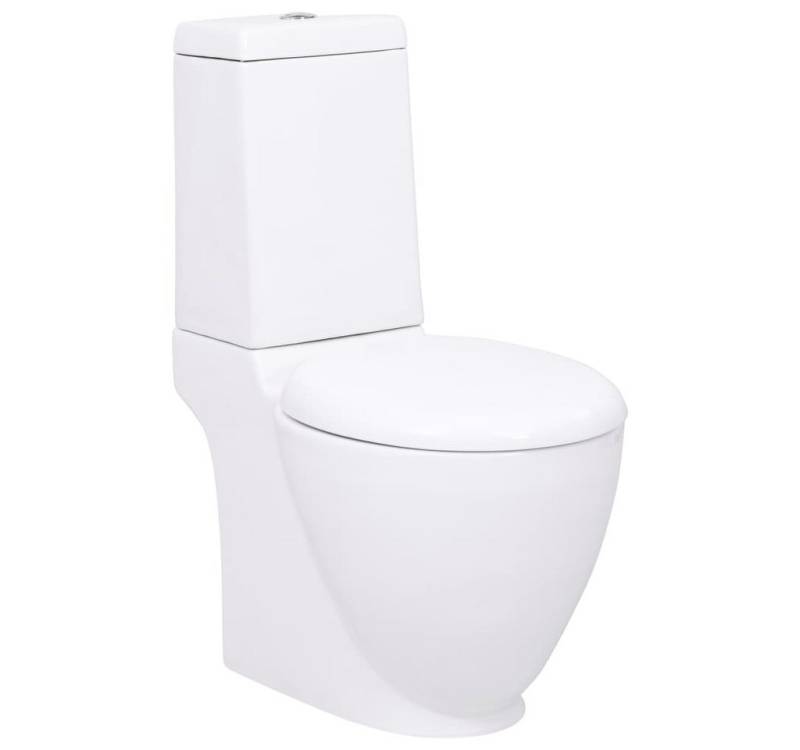 DOTMALL Dusch-WC WC Keramik-Toilette Badezimmer Rund Senkrechter Abgang Weiß von DOTMALL