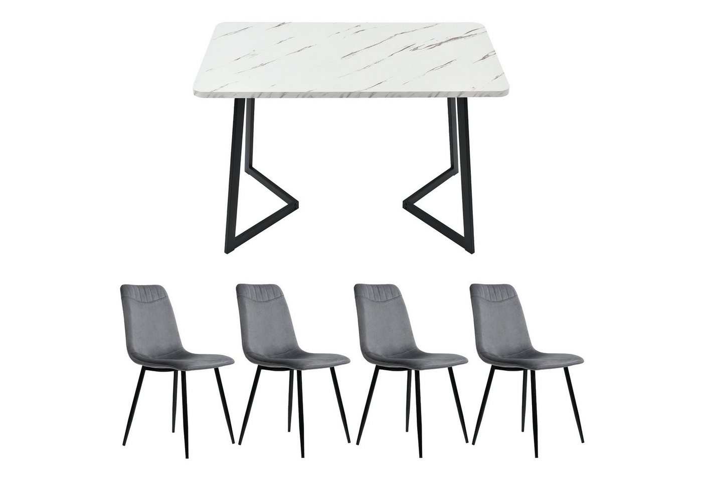 DOTMALL Esstisch Esstisch und Stuhl Set (1+4), moderner Esstisch und Stuhl Set von DOTMALL