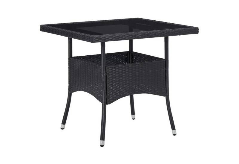 DOTMALL Esstisch Garten-Esstisch Schwarz Poly Rattan und Glas von DOTMALL