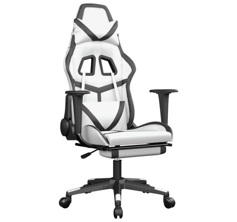 DOTMALL Gaming-Stuhl Gaming-Stuhl mit Massage & Fußstütze Weiß & Schwarz Kunstleder von DOTMALL