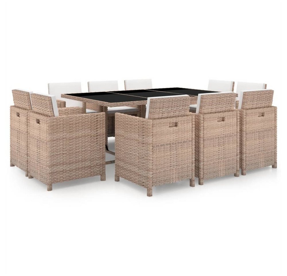 DOTMALL Garten-Essgruppe (11-tlg)Garten-Essgruppe , mit Auflagen Poly Rattan Beige von DOTMALL