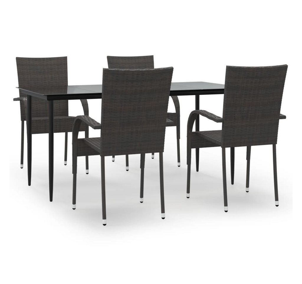 DOTMALL Garten-Essgruppe (5 tlg),4 stühl+Tisch,wetterfeste Polyrattan Sitzgruppe für 4 Personen von DOTMALL