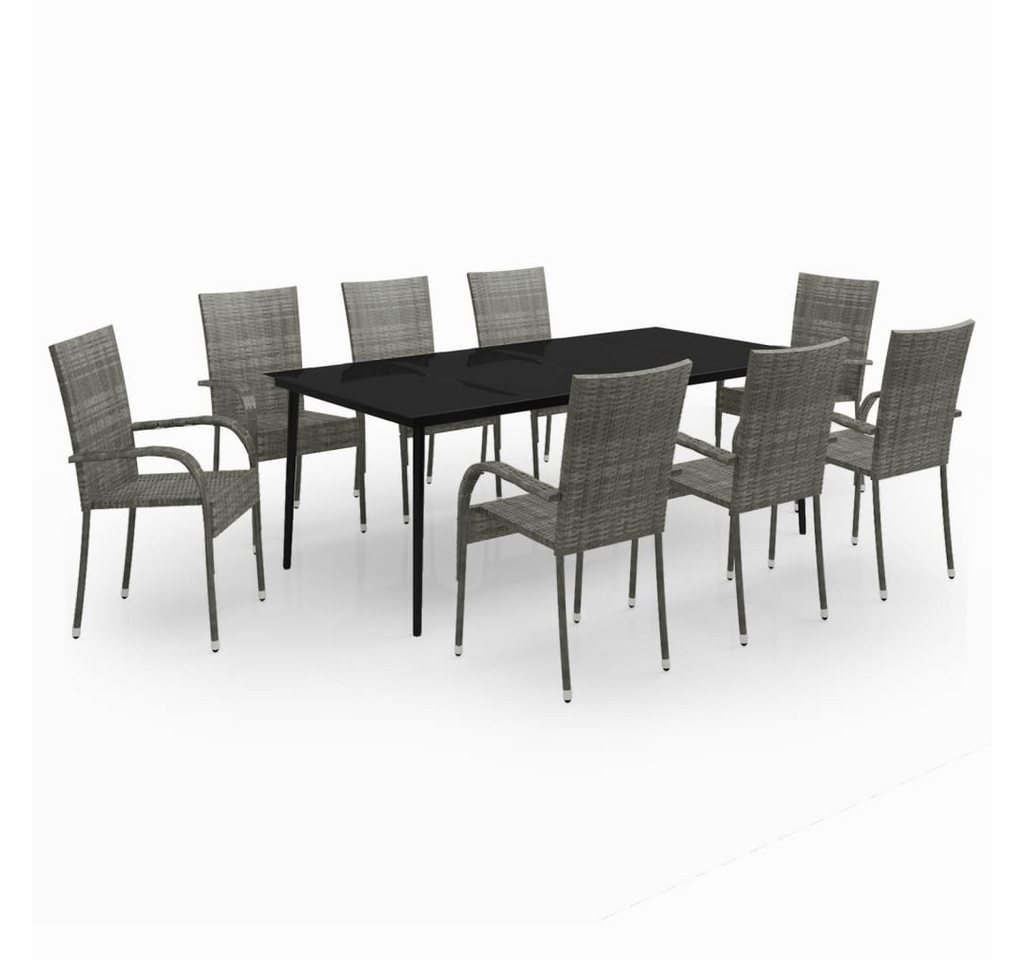 DOTMALL Garten-Essgruppe (9tlg), 8 stühl+Tisch,wetterfeste Polyrattan Sitzgruppe für 8 Personen von DOTMALL