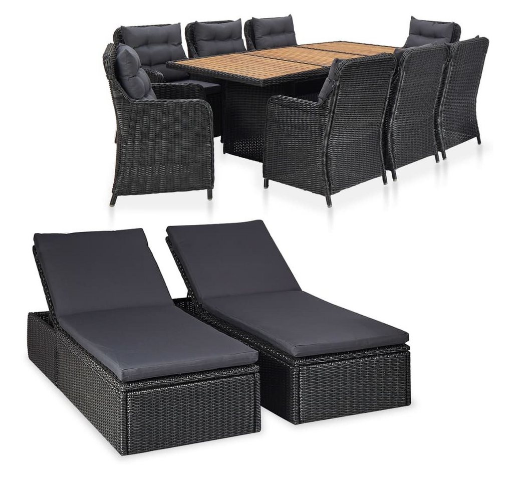 DOTMALL Garten-Essgruppe 11-tlg. Garten-Essgruppe Poly Rattan Schwarz von DOTMALL