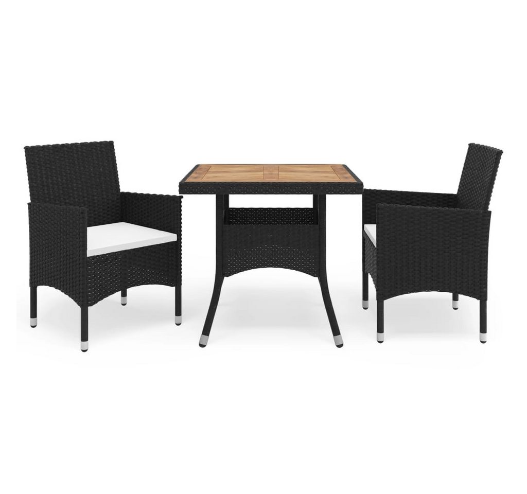 DOTMALL Garten-Essgruppe 3-tlg. Garten-Essgruppe Poly Rattan und Glas von DOTMALL