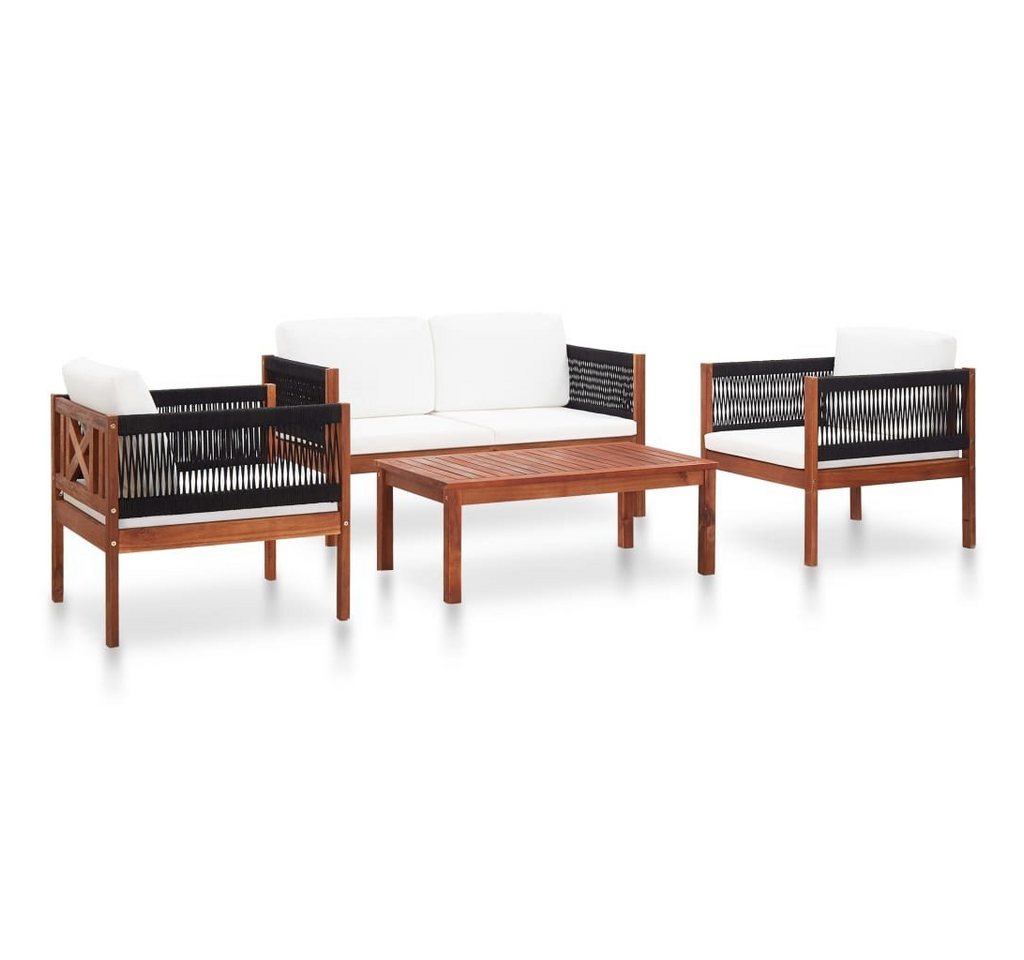 DOTMALL Garten-Essgruppe Balkonmöbel Set mit Sitzkissen, (Set, 4-tlg), Massivholz Akazie von DOTMALL