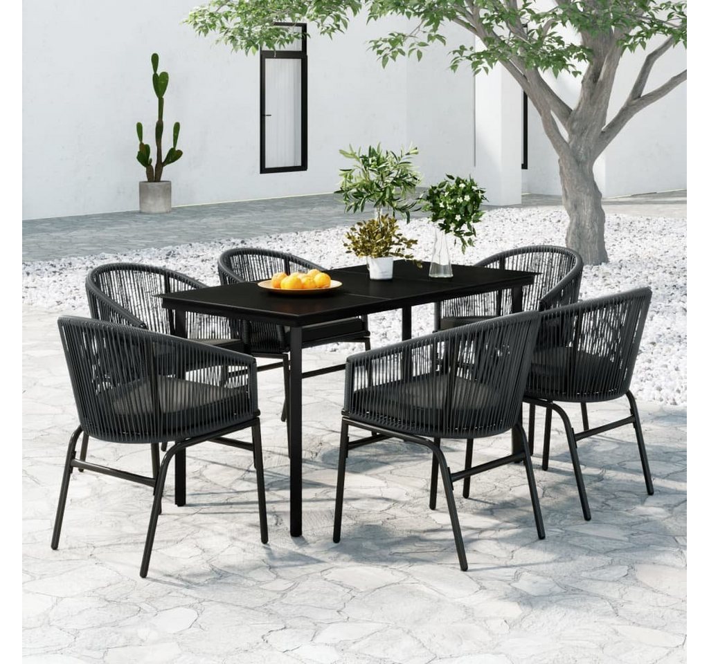 DOTMALL Garten-Essgruppe Sitzgruppe, (7-tlg), 6 Sessel, Tisch 140 x 70 cm, Polyrattan von DOTMALL