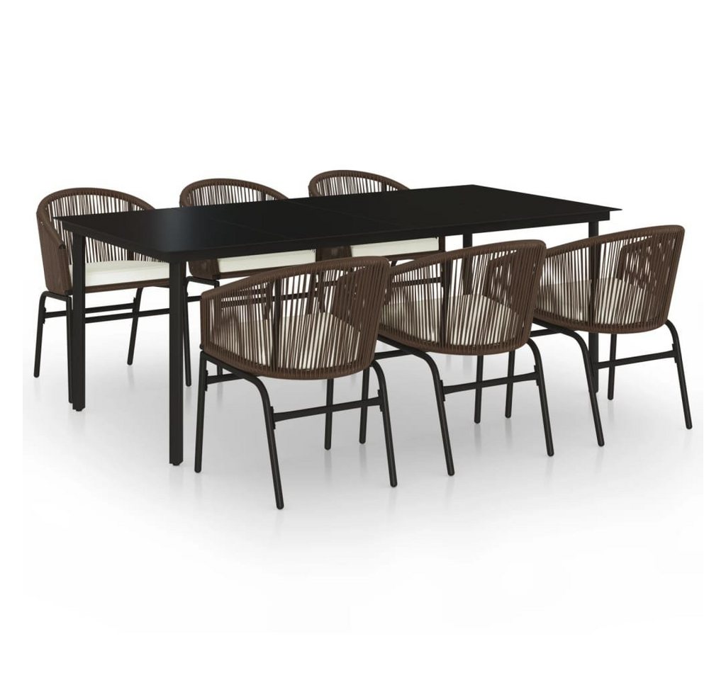 DOTMALL Garten-Essgruppe Sitzgruppe, (7-tlg), 6 Stühle, Tisch 200 x 100 cm, Polyrattan von DOTMALL