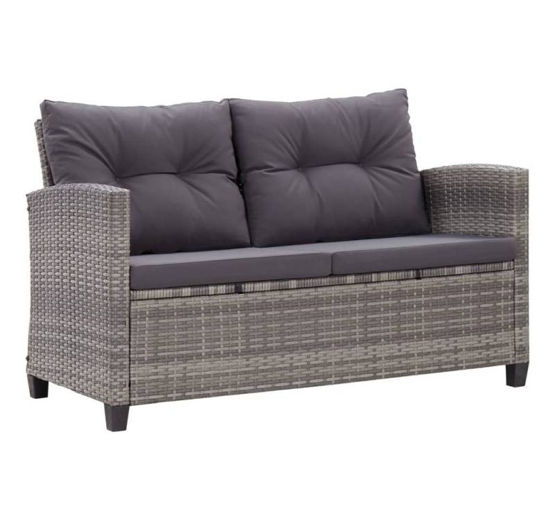 DOTMALL Gartenbank 2-Sitzer-Gartensofa mit Kissen Grau 124 cm Poly Rattan von DOTMALL