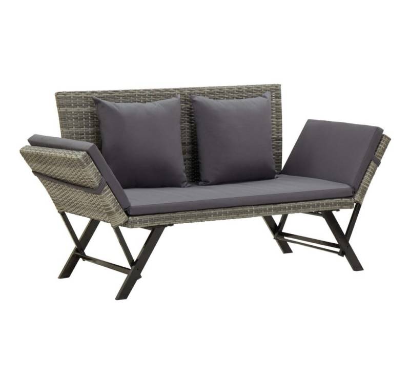 DOTMALL Gartenbank Gartenbank mit Auflagen 176 cm Grau Poly Rattan von DOTMALL
