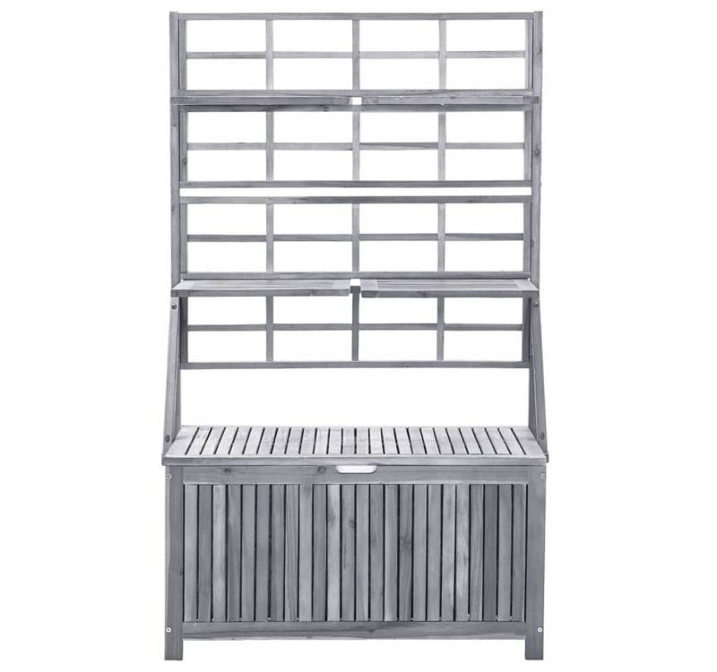 DOTMALL Gartenbox Aufbewahrungstruhe mit Rankgitter 99x55x160cm Massivholz Akazie von DOTMALL
