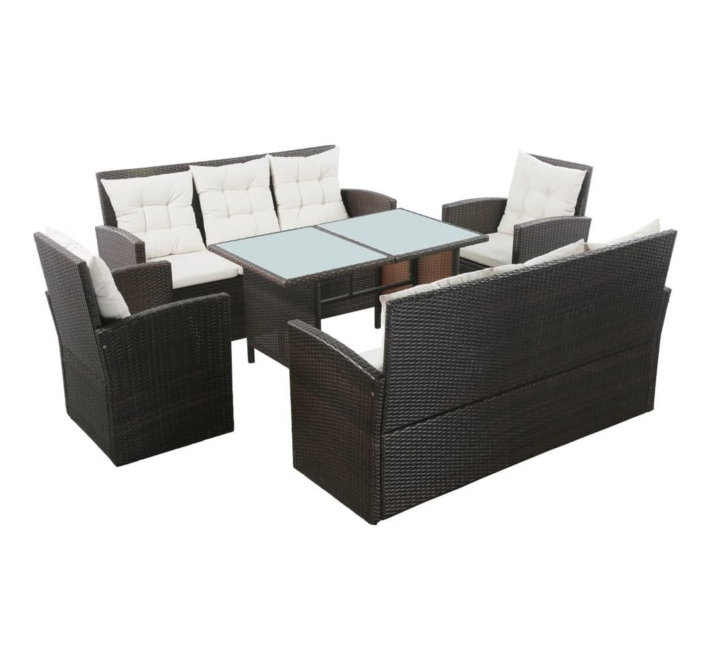 DOTMALL Gartenlounge-Set (5-tlg),Lounge-Möbel mit Kissen,Poly Rattan,Outdoor, Wetterfest von DOTMALL