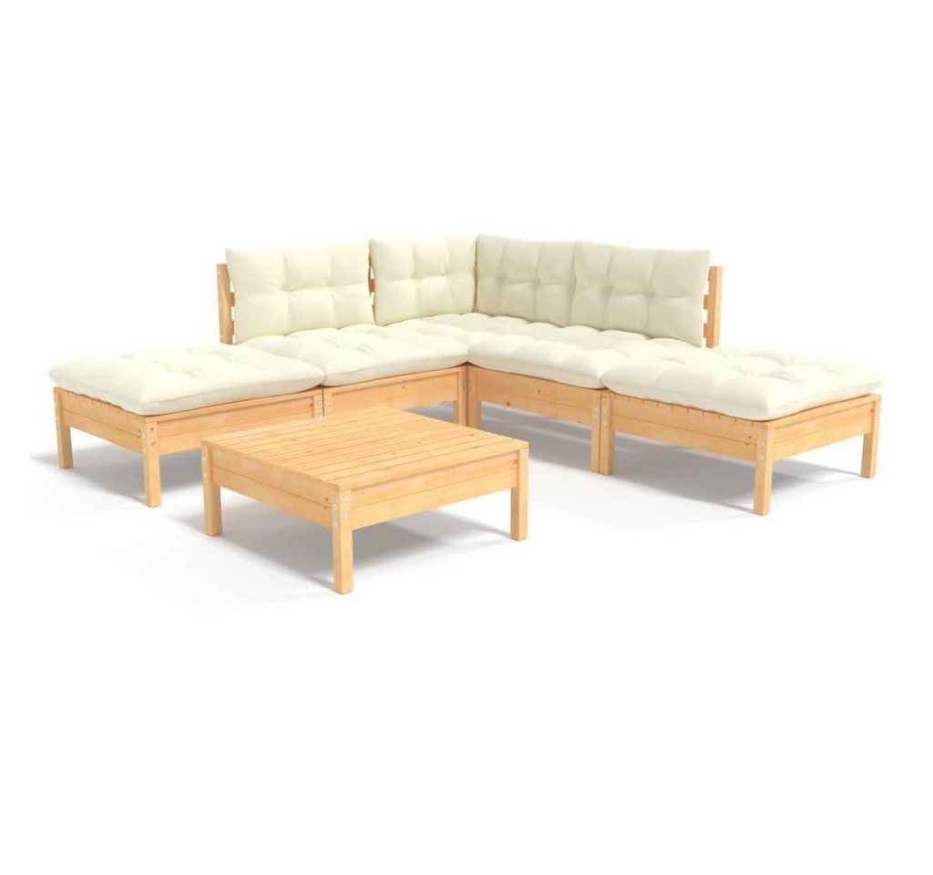 DOTMALL Gartenlounge-Set (6-tlg), Sitzgruppe,Garten Outdoor-Lounge mit Kissen,Kiefernholz von DOTMALL