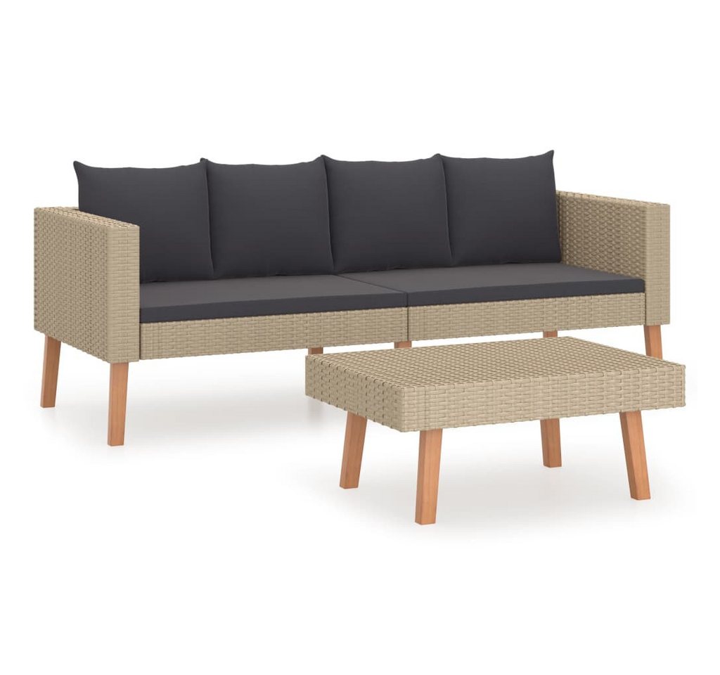 DOTMALL Gartenlounge-Set (Set, 2 tlg.,1x2er Sofa, 1x Tisch), Poly Rattan mit Auflagen von DOTMALL