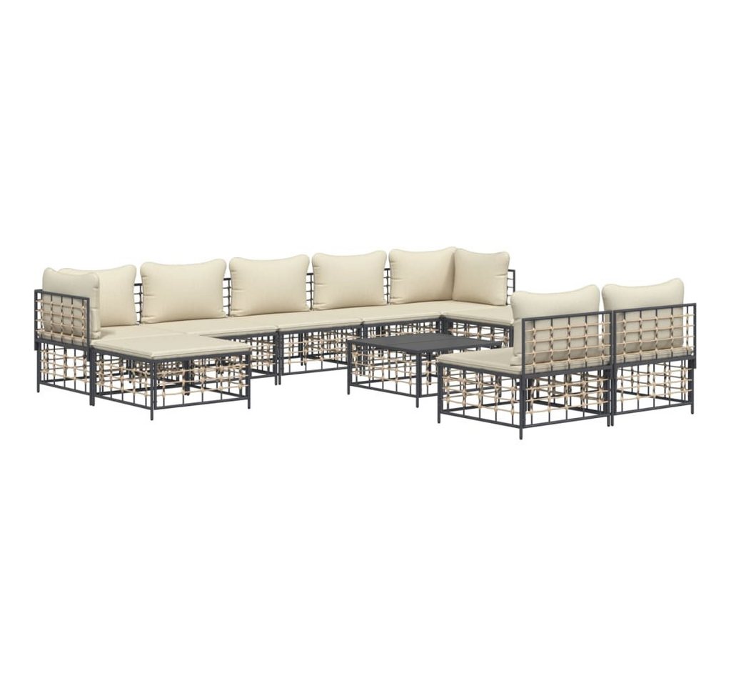 DOTMALL Gartenlounge-Set (Sofa Lounge Garnitur mit Kissen, 10-tlg), Balkonmöbelset Rattan von DOTMALL