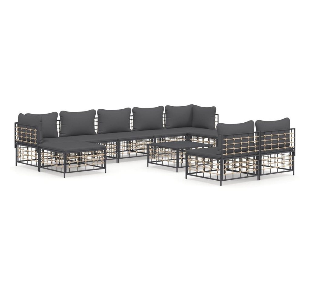 DOTMALL Gartenlounge-Set (Sofa Lounge Garnitur mit Kissen, 10-tlg), Balkonmöbelset Rattan von DOTMALL