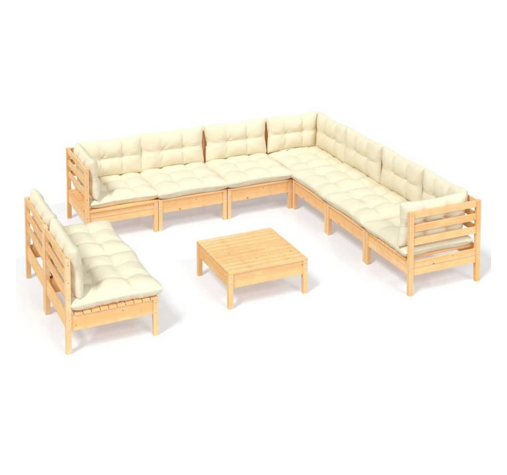 DOTMALL Gartenlounge-Set 10-tlg. Garten-Lounge-Set mit Kissen Massivholz Kiefer von DOTMALL