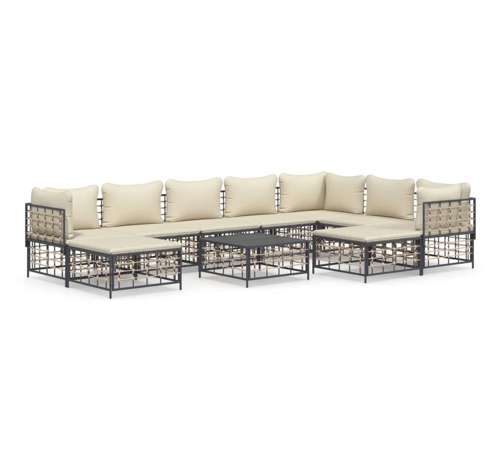 DOTMALL Gartenlounge-Set 10-tlg. Garten-Lounge-Set mit Kissen Poly Rattan von DOTMALL