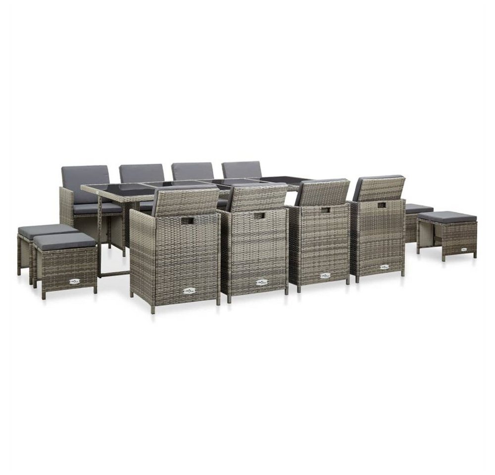 DOTMALL Gartenlounge-Set 13-tlg.Outdoor-Ess-Set,Garten-Essgruppe, mitPoly Rattan, Grau von DOTMALL