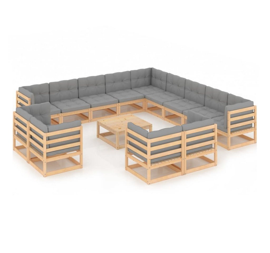 DOTMALL Gartenlounge-Set 14-tlg. Garten-Lounge-Set mit Kissen Massivholz Kiefer von DOTMALL